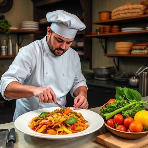 Un cuoco che prepara un piatto tradizionale toscano.